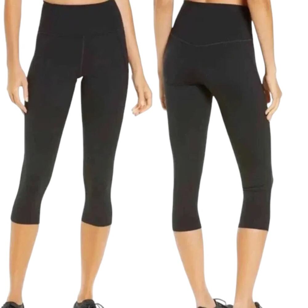 Girlfriend Collective Women's Black Cropped Compression Workout Leggings Size XS